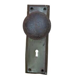 Antique Door Knob Metal w/ Back Plate Hardware No Skeleton Key Rusty AS IS